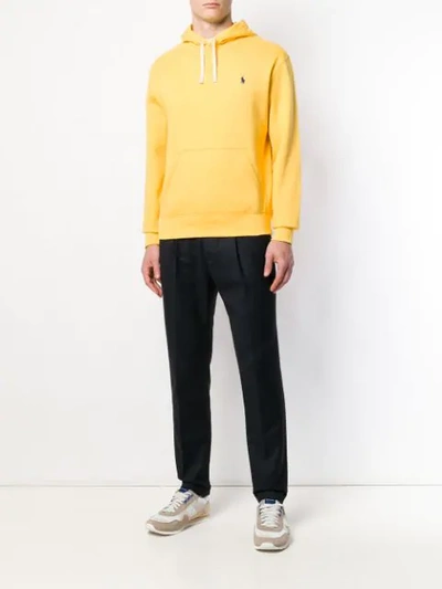 Shop Polo Ralph Lauren Kapuzenpullover Mit Logo-stickerei In Yellow