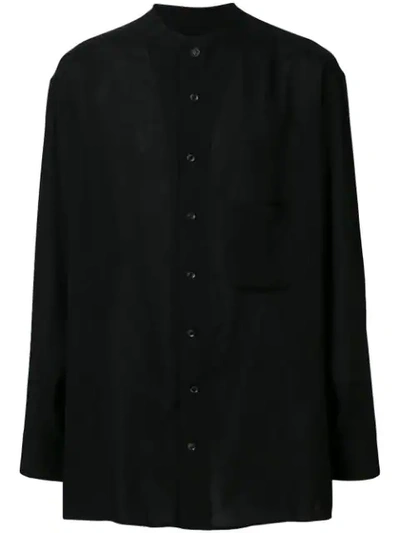 Shop Yohji Yamamoto Mandarin Collar Shirt In Black