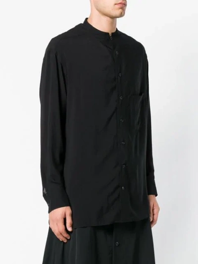 Shop Yohji Yamamoto Mandarin Collar Shirt In Black