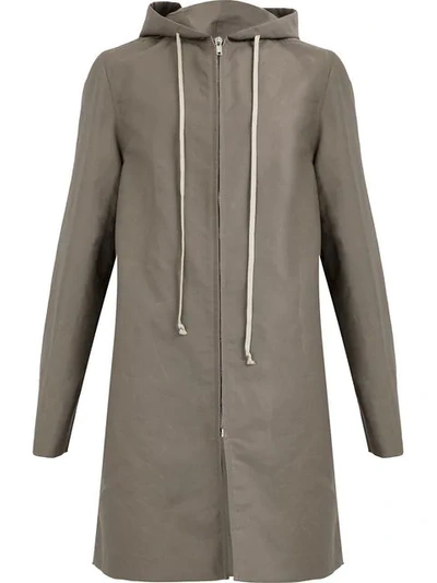 Shop Rick Owens Single-breasted Zipped Coat In Grey