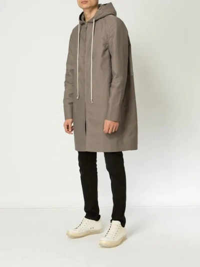 Shop Rick Owens Single-breasted Zipped Coat In Grey