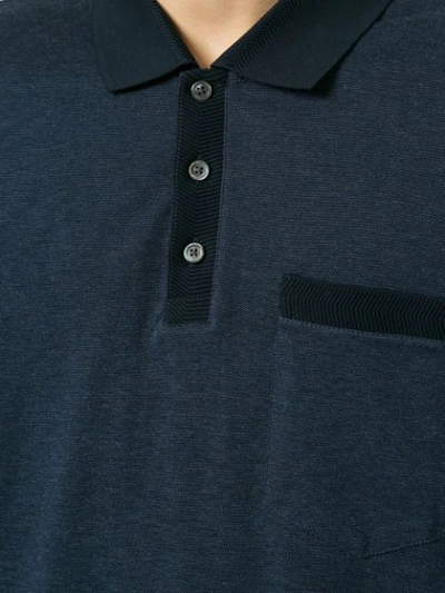 Shop Gieves & Hawkes Longsleeved Polo Shirt In Blue