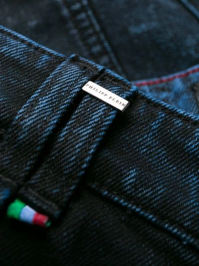 Shop Philipp Plein Schmale Distressed-jeans In Blue