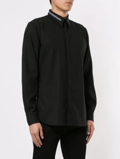 Shop Givenchy Logo Collar Slim-fit Shirt In Black
