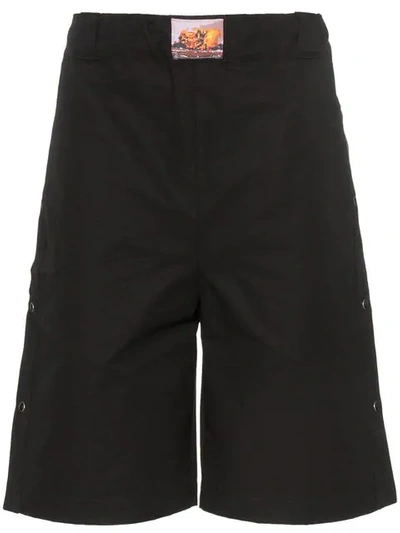 Shop Boramy Viguier Popper Detail Regular Cut Shorts In Black