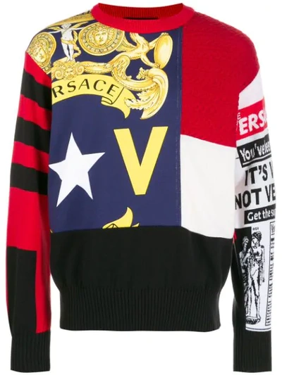 Shop Versace Sweatshirt Mit Patchwork-detail In Red