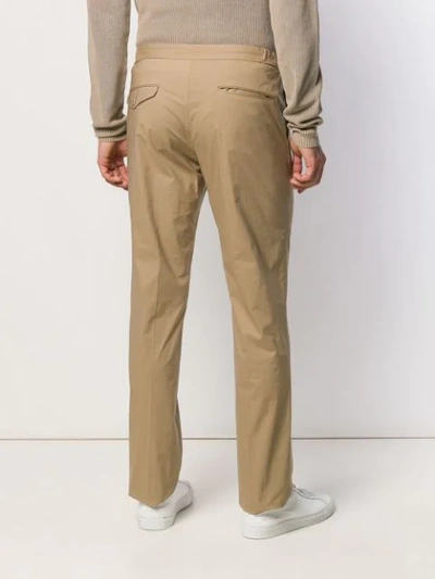 Shop Incotex Elasticated Waist Slim Trousers In Neutrals