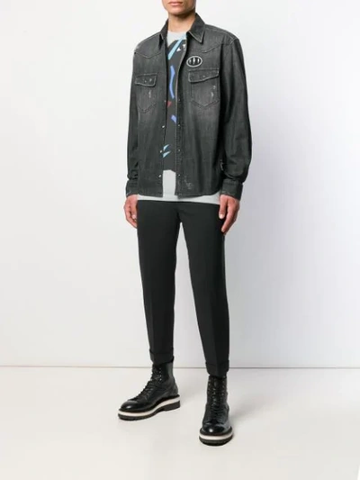 Shop Neil Barrett Denim Shirt In Black