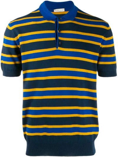 Shop Etro Striped Polo Shirt - Blue