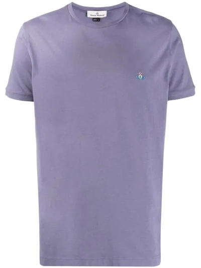Shop Vivienne Westwood Logo Embroidered T-shirt In Purple