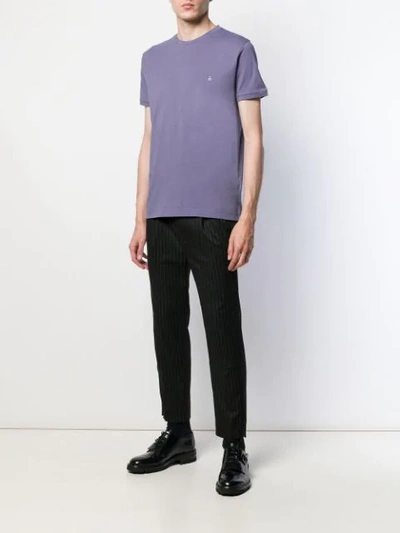 Shop Vivienne Westwood Logo Embroidered T-shirt In Purple