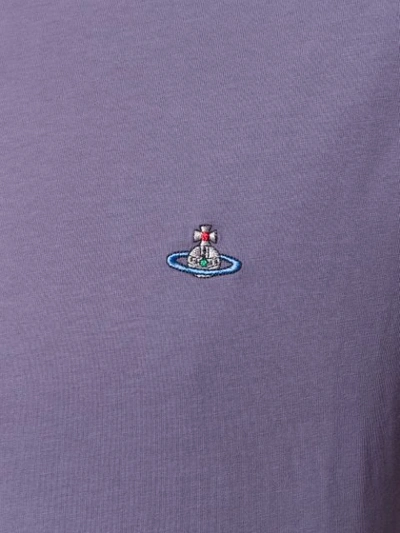 VIVIENNE WESTWOOD LOGO EMBROIDERED T-SHIRT - 紫色