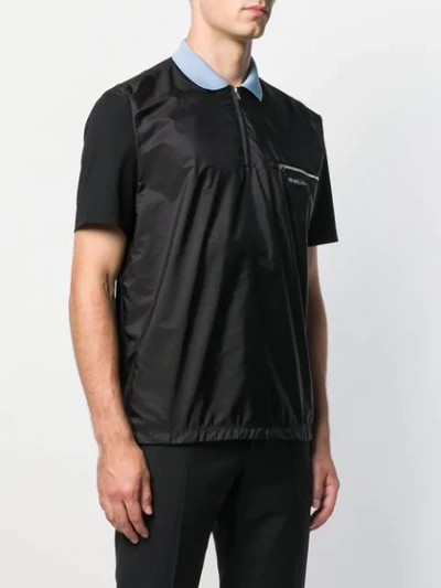 Shop Prada Zipped Pocket Polo Shirt - Black