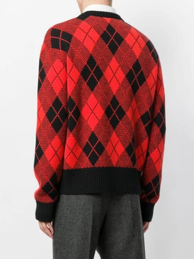 Shop Ami Alexandre Mattiussi Argyle Jacquard Crew Neck Sweater In Black