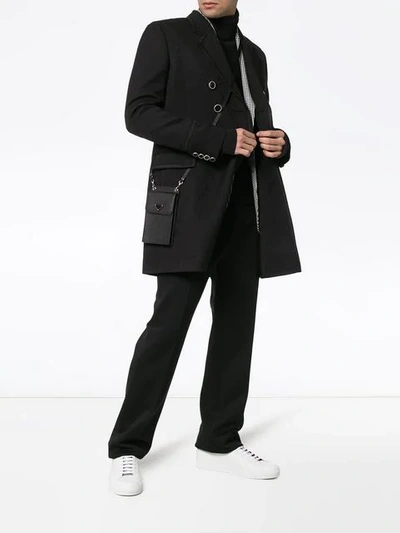Shop Saint Laurent Double Breasted Paisley Jacquard Virgin Wool Coat In Black