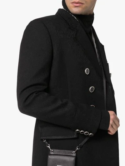 Shop Saint Laurent Double Breasted Paisley Jacquard Virgin Wool Coat In Black