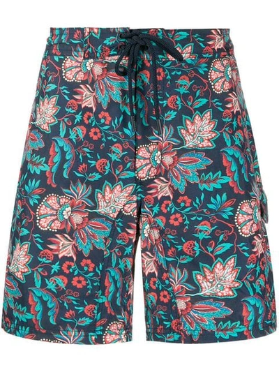 Shop Etro Floral Swim Shorts - Blue