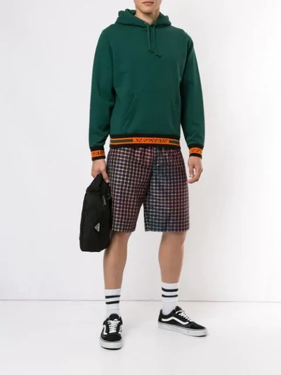 Supreme Striped Rib Hooded Sweatshirt In Green | ModeSens