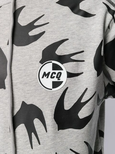 Shop Mcq By Alexander Mcqueen Swallow Print Hoodie In Grey