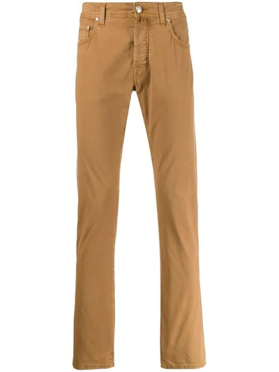 Shop Jacob Cohen Pocket Square Detail Trousers In Brown