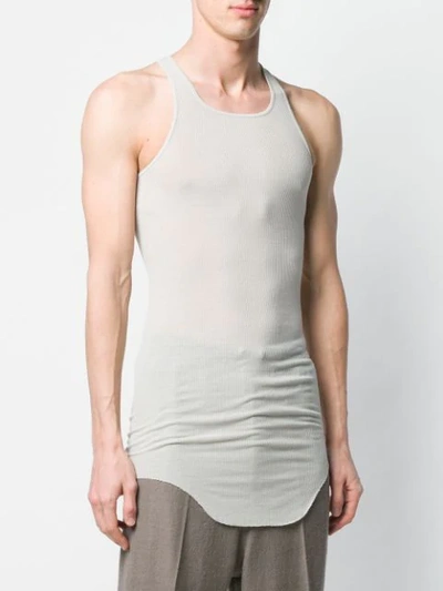 RICK OWENS RIBBED FITTED VEST TOP - 灰色