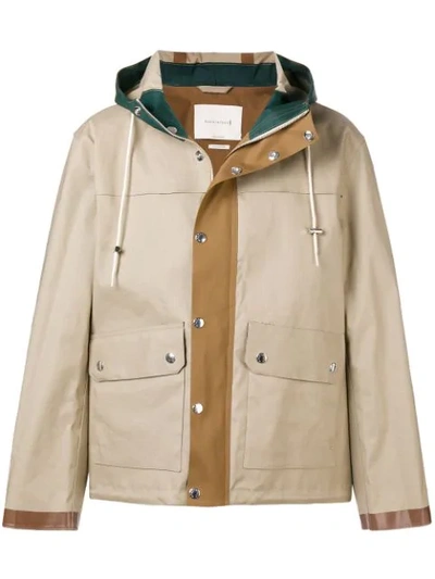 Shop Mackintosh Buttoned Short Raincoat In Neutrals