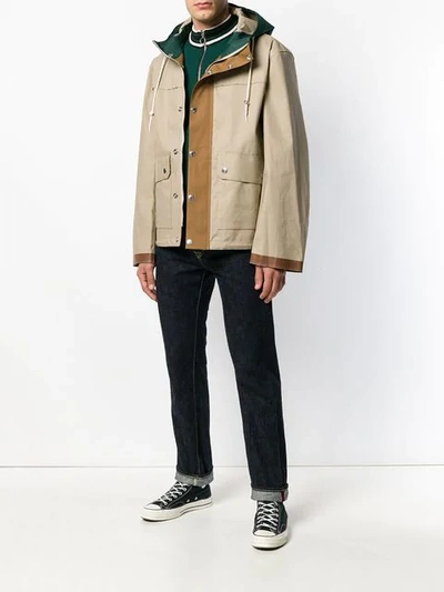 Shop Mackintosh Buttoned Short Raincoat In Neutrals
