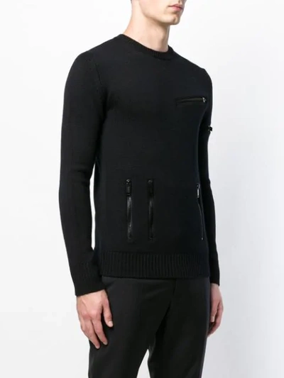 Shop Les Hommes Fine Knit Fitted Sweater In Black