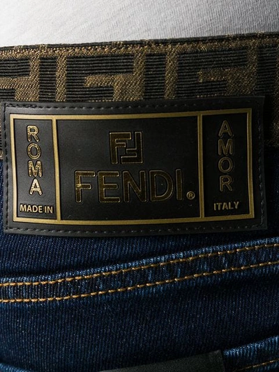 Shop Fendi Ff Waistband Jeans In Blue