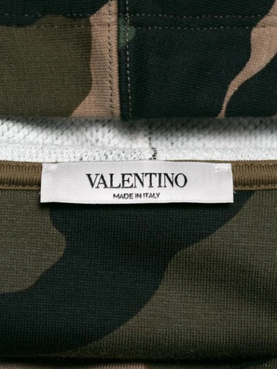 Shop Valentino Front Zip Hoodie In Green