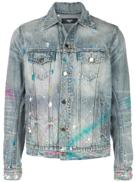 amiri paint splatter denim jacket