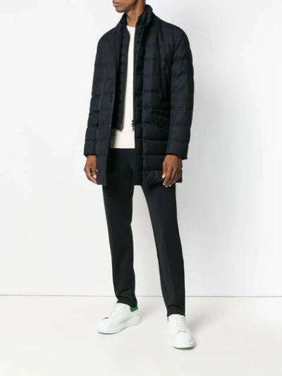 Shop Moncler Layered Padded Coat In Blue