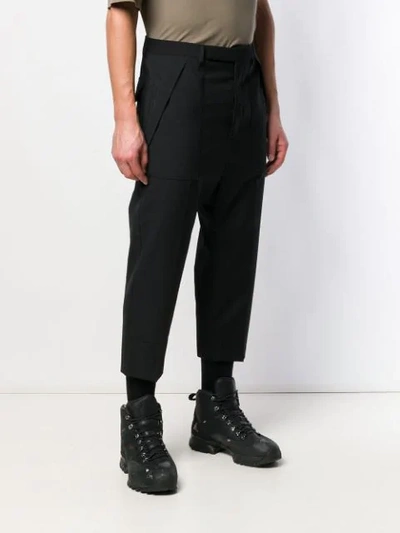 RICK OWENS CARGO CROPPED TROUSERS - 黑色
