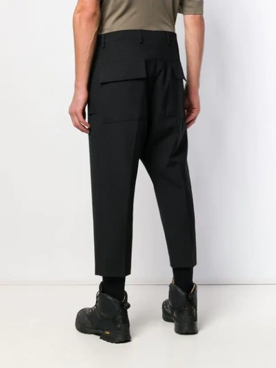 Shop Rick Owens Cargo Cropped Trousers - Black