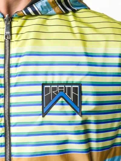 Shop Prada Striped Windbreaker Jacket In F0c5k Giallo/ Nero