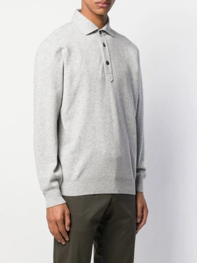 Shop Brunello Cucinelli Polo Neck Sweater In Grey