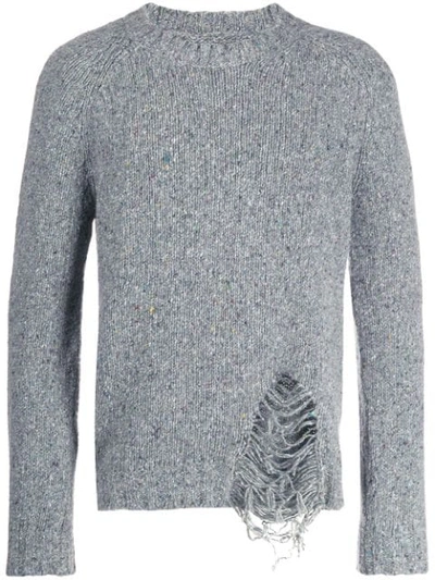 Maison Margiela Destroyed Hem Sweater In Grey | ModeSens