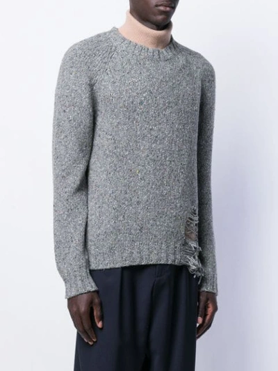 Maison Margiela Destroyed Hem Sweater In Grey | ModeSens