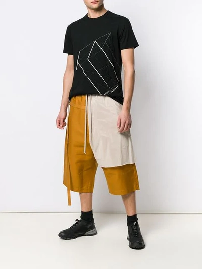 RICK OWENS DRKSHDW CONTRASTING PANEL SHORTS - 大地色