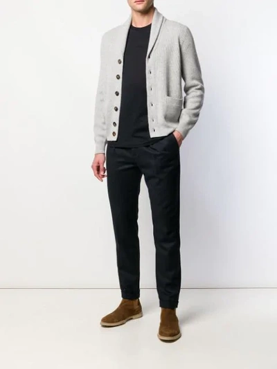 BRUNELLO CUCINELLI BUTTON RIBBED KNIT CARDIGAN - 灰色