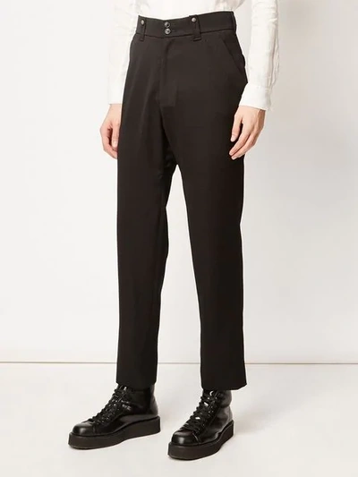 Shop Aganovich Straight Trousers In Black