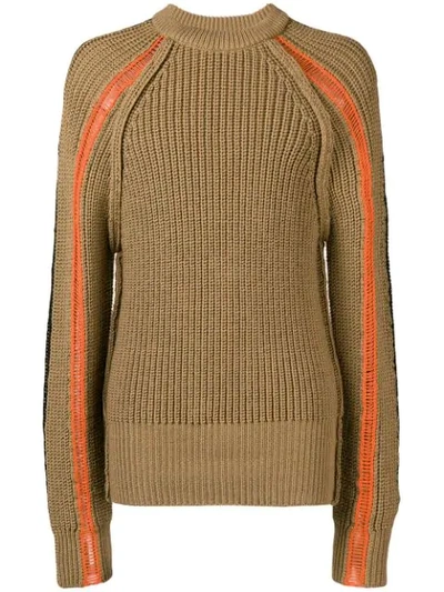 Shop Maison Margiela Chunky Knit Crew Neck Sweater In Brown