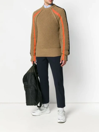Shop Maison Margiela Chunky Knit Crew Neck Sweater In Brown