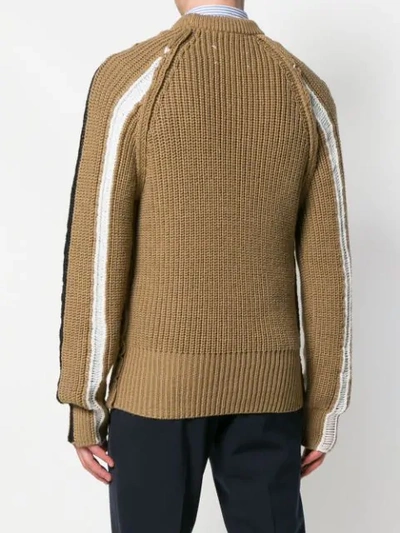 Shop Maison Margiela Chunky Knit Crew Neck Sweater In Brown