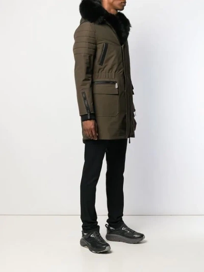 Shop Philipp Plein Contrast Parka Coat In 65 Military