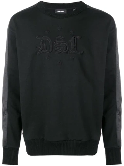 Shop Diesel Lettering Detail Sweatshirt In Black