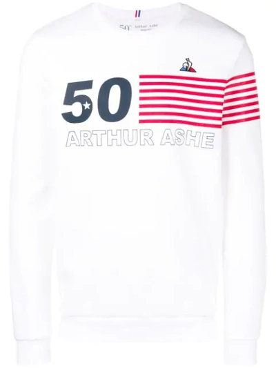Shop Le Coq Sportif Arthur Ashe Print Sweatshirt - White