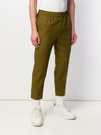 Shop Ami Alexandre Mattiussi Elasticized Waist Cropped Fit Trousers In Green