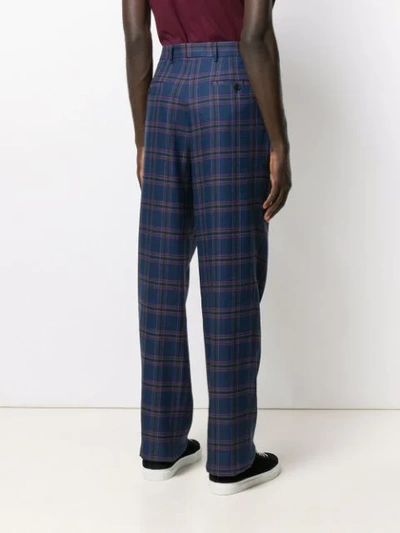 Shop Etro Plaid Tailored Trousers - Blue