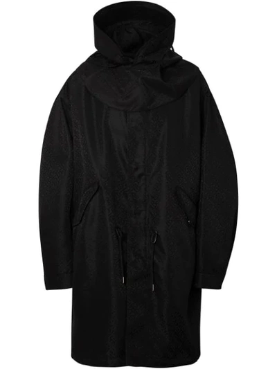 Shop Burberry Detachable Hood Monogram Technical Nylon Parka In Black